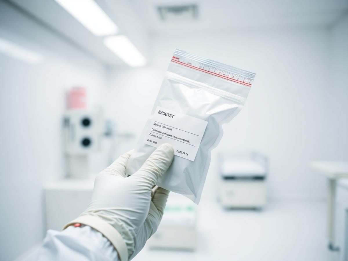 Sachet de prélèvement médical manipulé en laboratoire
